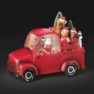 7.75" Lighted Swirl Truck with Santa & Dogs