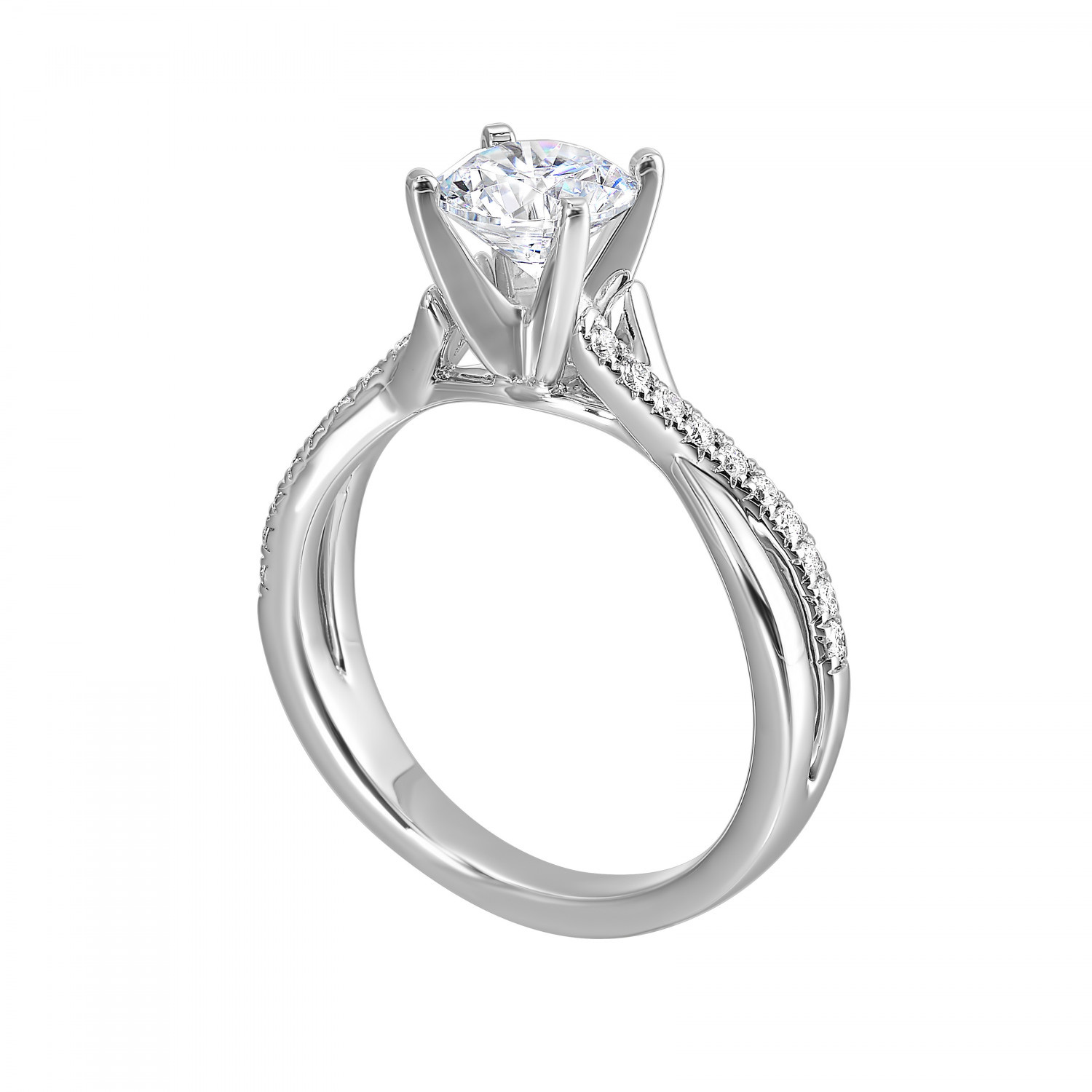 Twist Engagement Ring with 1.6ctw Round Lab Grown Diamonds in 14k White Gold
