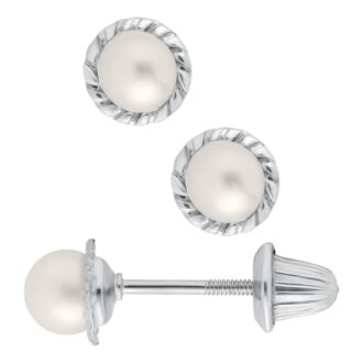 Sterling Silver Pearl Stud Earrings