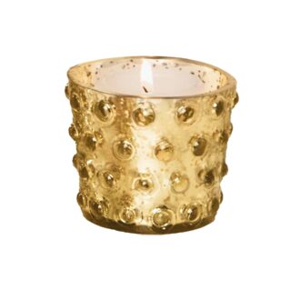 Gold Dot Mercury Glass Votive Holder with Tea Light Candle