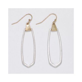 Two-Tone Textured Open Drop Earrings for Effortless Style
