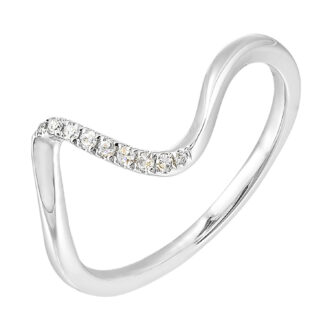 Wave Fashion Stack Ring with .05ctw Round Diamonds in 10k White Gold