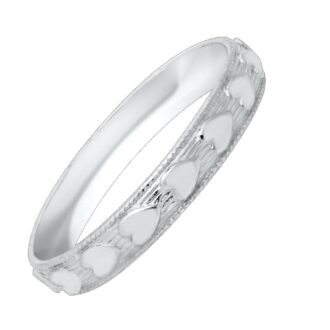 Children's Embossed Heart Band Ring in Sterling Silver