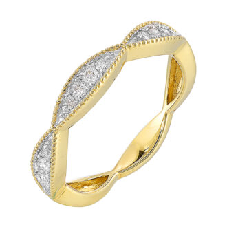 Stackable Ring with 1/5ctw Round Diamonds in 10k Yellow Gold
