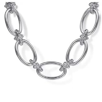 Sterling Silver Oval Link Necklace with Bujukan Connectors