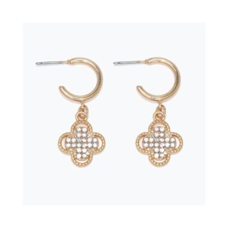 Yellow Clover Drop Huggie Hoop Earrings