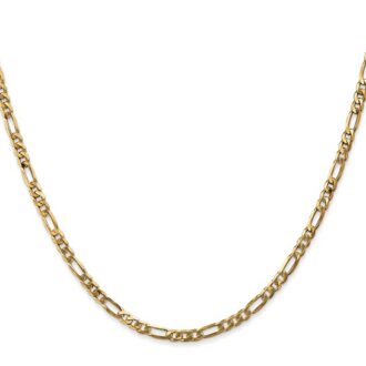 14k Yellow Gold Figaro Chain Necklace 20" Length 3mm Width