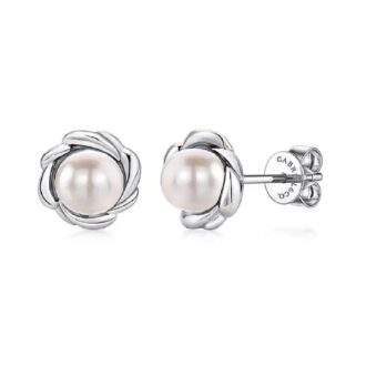 Gabriel "Gaby" Pearl Stud Earrings in Sterling Silver