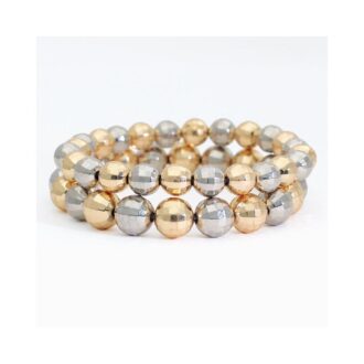 Stylish Two-Tone Faceted Bead Bracelet