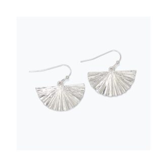 Elegant Silver Polished Fan Dangle Earrings