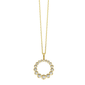 Graduated Circle Drop Pendant with 1.00ctw Lab Grown Diamonds in 14k Yellow Gold