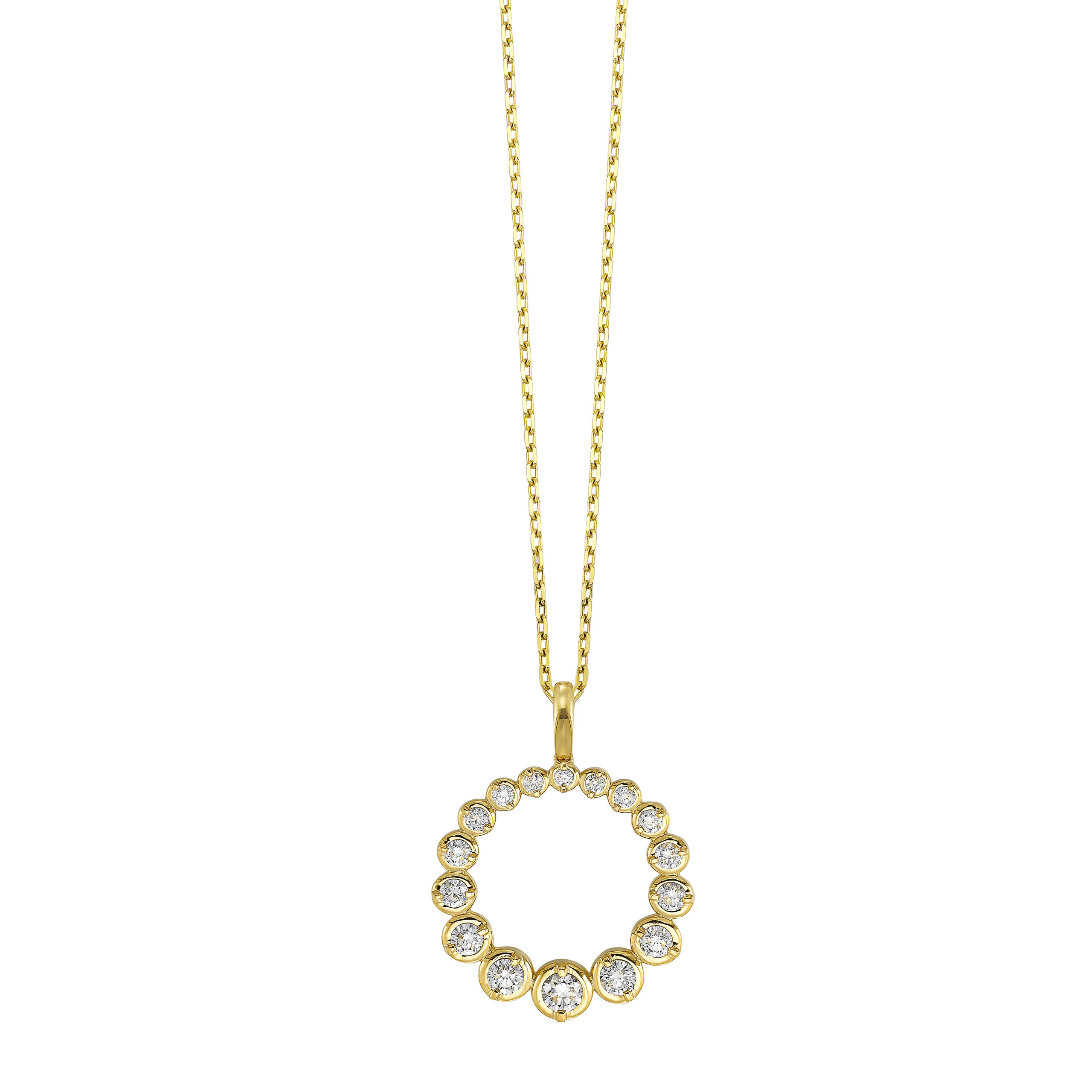 Graduated Circle Drop Pendant with 1.00ctw Lab Grown Diamonds in 14k Yellow Gold