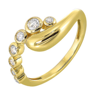 Bypass Fashion Ring with .25ctw Bezel Set Round Diamonds in 10k Yellow Gold