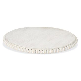 White Wash Beaded Lazy Susan for Stylish Serving