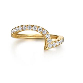 Gabriel Contemporary Collared Wedding Band with .40ctw Round Diamonds in 14k Yellow Gold