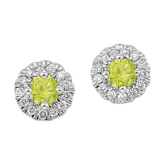 Halo Stud Earrings with 1/10ctw Round Diamonds in 10k White Gold