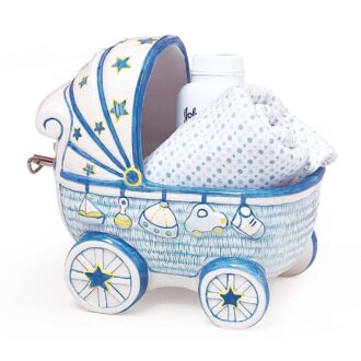 Musical Blue Baby Carriage Planter