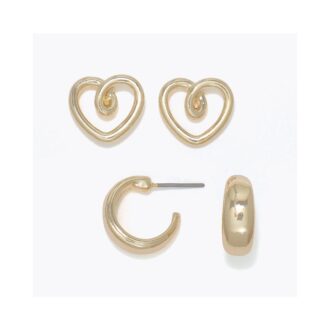Yellow Curly Heart Puffy Hoop Earrings