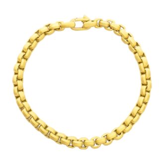 Inox Matte 18K Gold Plated 6mm Bold Box Chain Bracelet 8.5"