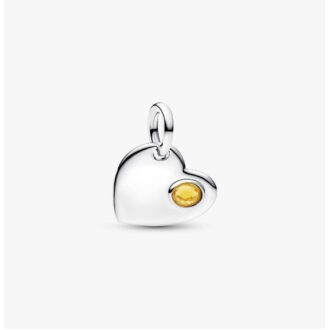 Pandora Engravable Heart Dangle Charm with Honey Crystal