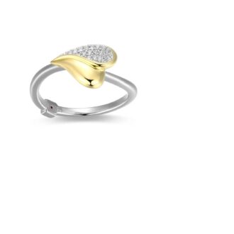 Elle Amour Cubic Zirconia Two-Tone Ring in Sterling Silver