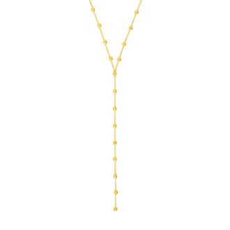 Adjustable Beaded Lariat Necklace in 14K Yellow Gold 18"