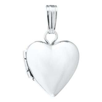 Small Silver Polish Heart Locket Pendant with 13" Chain