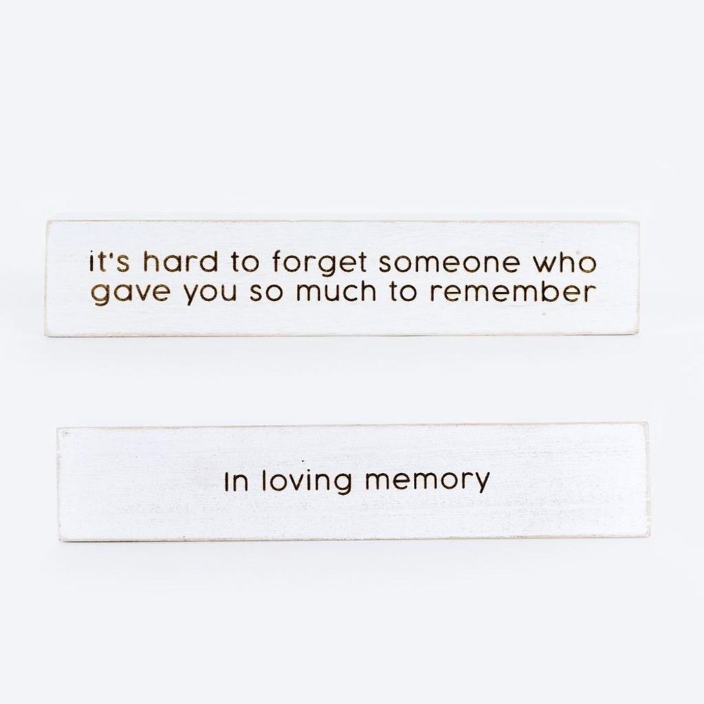 10x2 Black Reversible Wood Block Sign - In Loving Memory