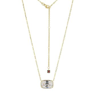Treasure Emerald-Cut CZ Pendant Necklace, Yellow Gold