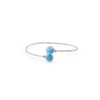 Sterling Silver Larimar Bypass Bangle Bracelet