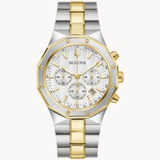 Bulova Men's Two-Tone Prestige Dress Watch, White Dial
