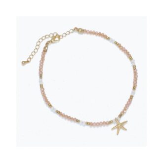 Pink & Yellow Beaded Starfish Charm Anklet