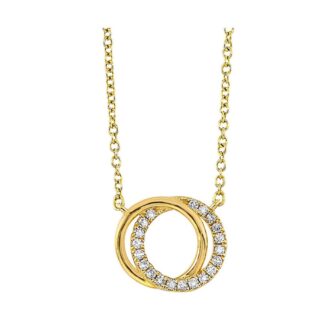 Double Circle Necklace .05ctw Round Diamonds 14k Yellow Gold