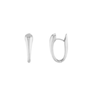 14K White Gold Graduated Oval Hoop Earrings