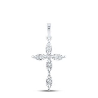 Diamond Cross Necklace in Sterling Silver (.05ctw)