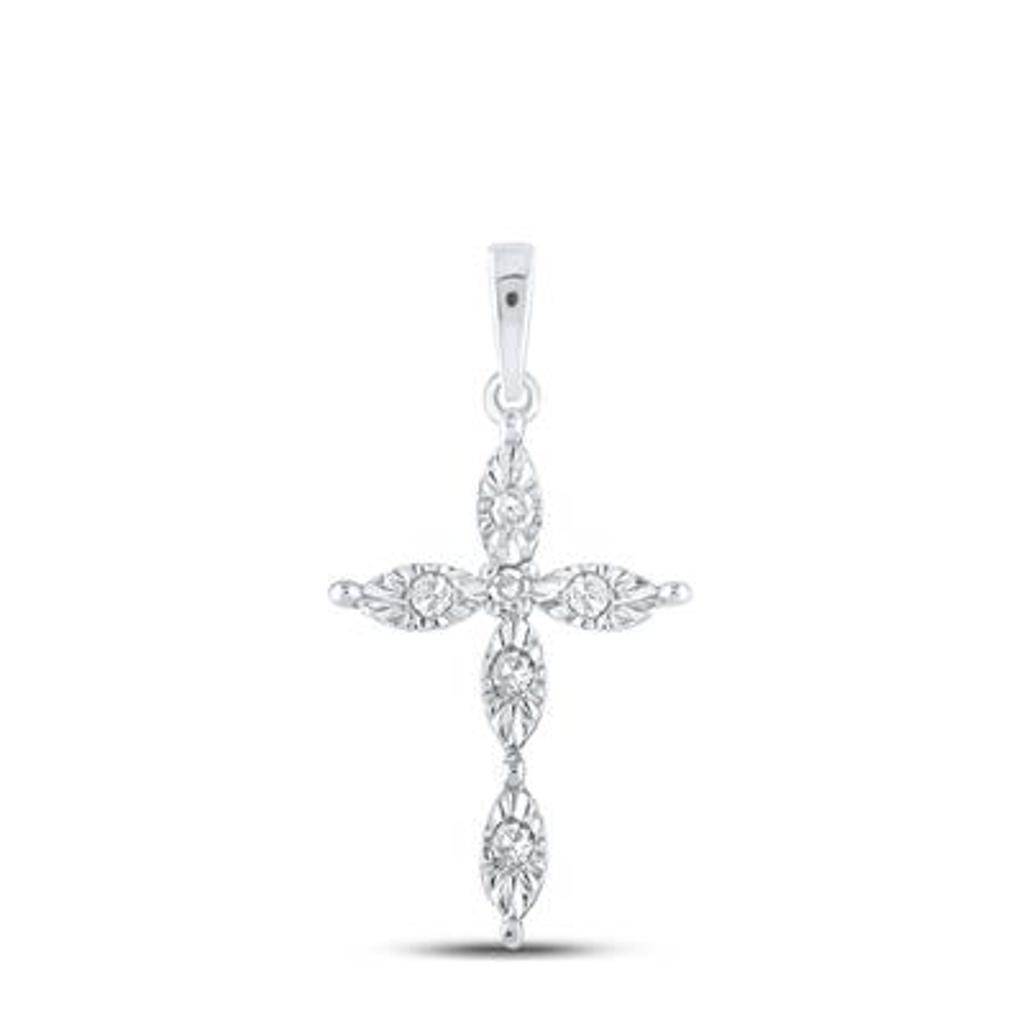 Diamond Cross Necklace in Sterling Silver (.05ctw)