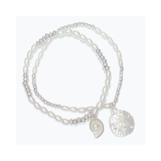 Double Strand Shell and Sand Dollar Pearl Bracelet