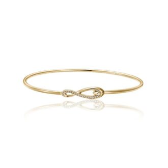 14K Yellow Gold Infinity Wire Slim Bangle Bracelet with 0.09CTW Diamonds