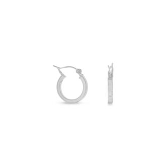 Tiny Square Tube Hoop Earrings in Sterling Silver