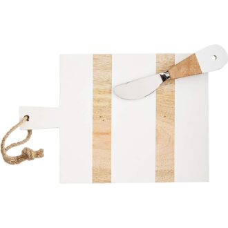 Elegant White Beaded Cheese Board Set for Entertaining