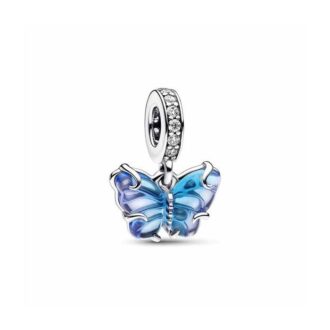 Pandora Blue Murano Glass Butterfly Dangle Charm