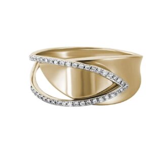 Overlap Fashion Ring with .11ctw Round Diamonds in 14k Yellow Gold