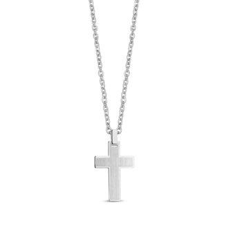 Brushed Stainless Steel Cross Pendant with 24" Chain
