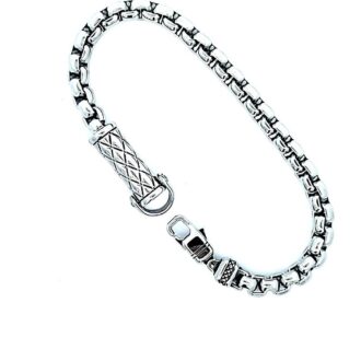 8" 6mm Antique Detailed Round Box Chain Cremation Bracelet