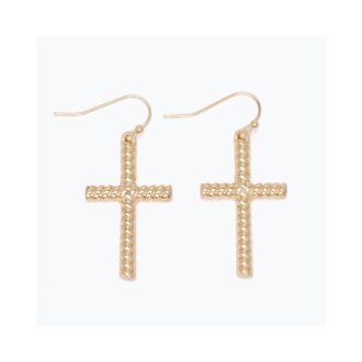 Stylish Yellow Twisted Cross Dangle Earrings