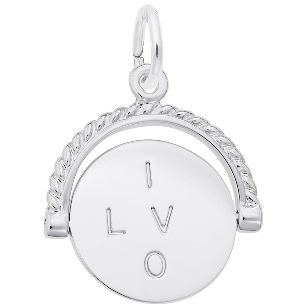 Rembrandt I Love You Spinner Charm in Sterling Silver