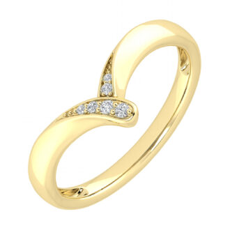 V Shape Fashion Ring with .05ctw Round Diamonds in 14k Yellow Gold