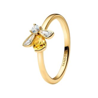 Pandora 14K Yellow Gold Plated CZ Bee Ring Size 54