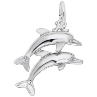 Rembrandt Diving Dolphins Charm in Sterling Silver
