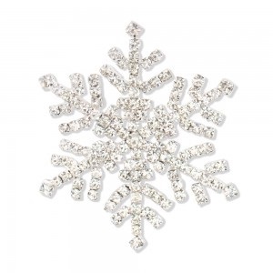 Silver Crystal Snowflake Brooch Pin